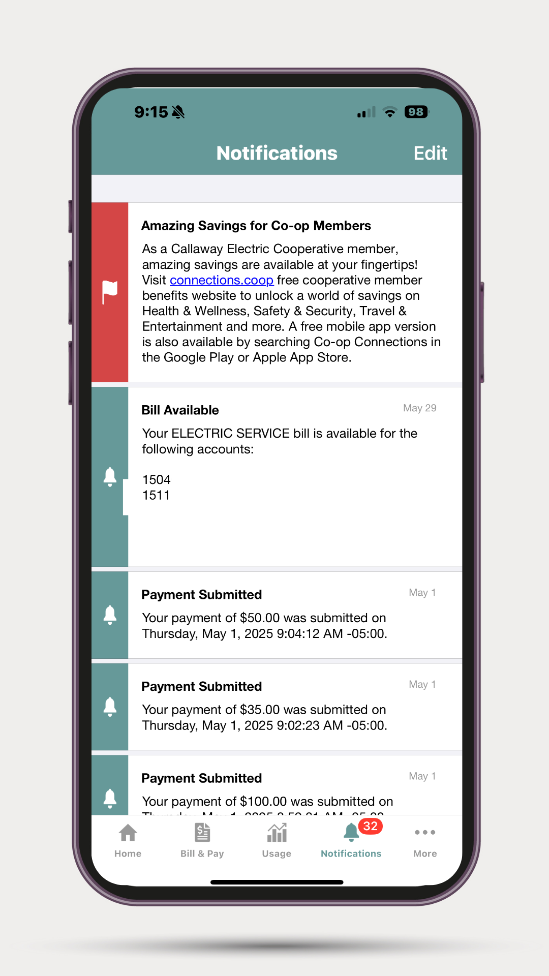 SmartHub Alert Screen